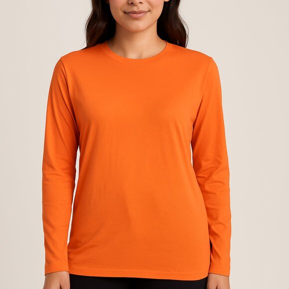 Armani Exchange Orange Long Sleeve Tee Shirt Medium Pima Cotton - Picture 1 of 5